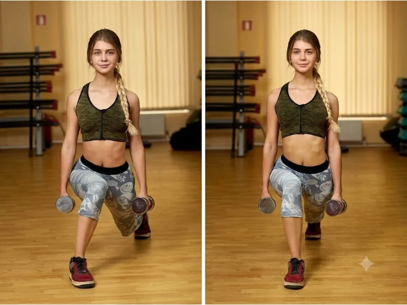Dumbbell Walking Lunge – Chùng chân bước đi