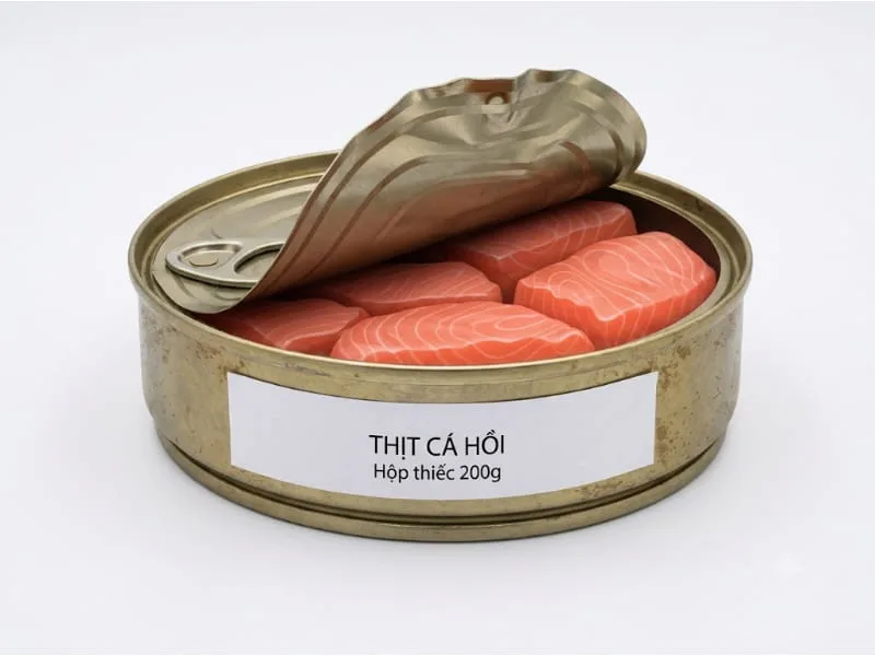 Cá hồi đóng hộp có xương